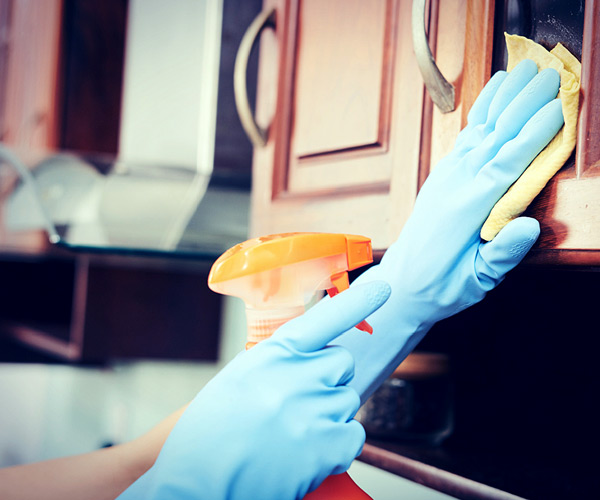 Step 4: The kitchen cabinet boxes and doors are all cleaned, and degreased for proper surface preparation.