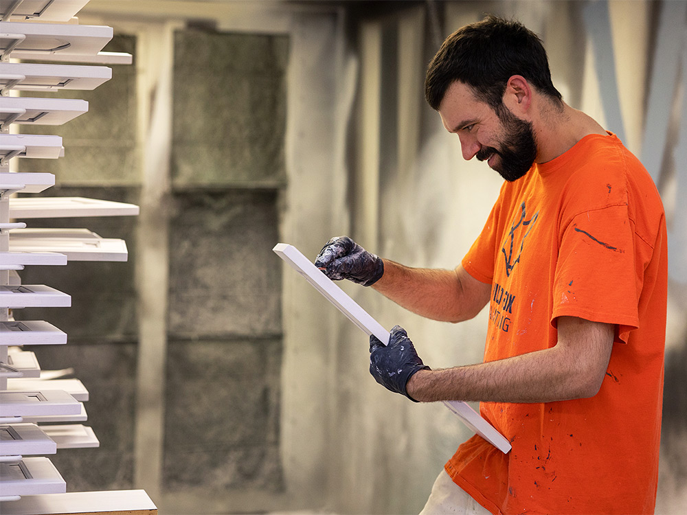 Step 10: Wild Fox Painting picks up the cabinet doors and drawer faces a week or two early to start prepping and painting in our warehouse.